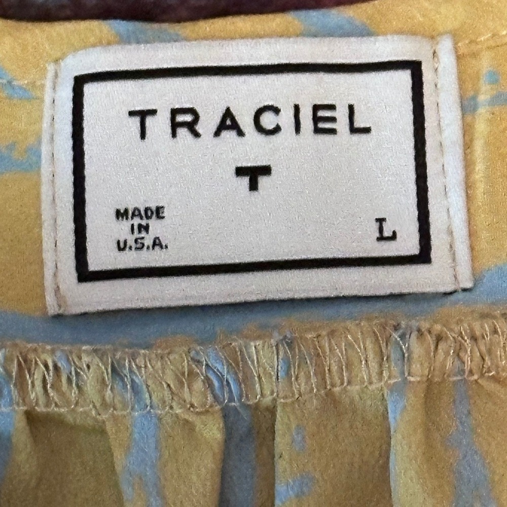 Traciel Womens Yellow Blue Striped Cold Shoulder Empire Waist Mini Dress Large - Picture 4 of 9